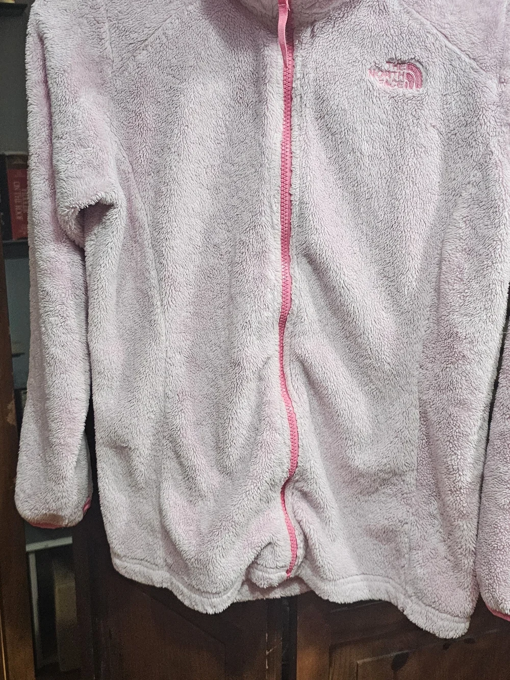 The North Face Light Pink Plush Full-Zip Fleece Jacket Girls X-large